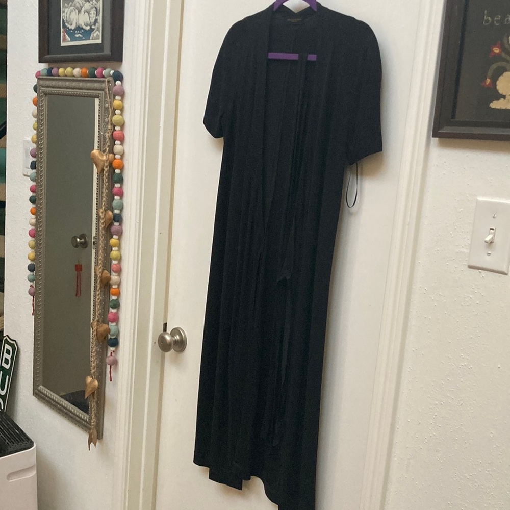 Vintage Japan Donna Karan New York Black Short Sleeved Belted Duster Japan/USA